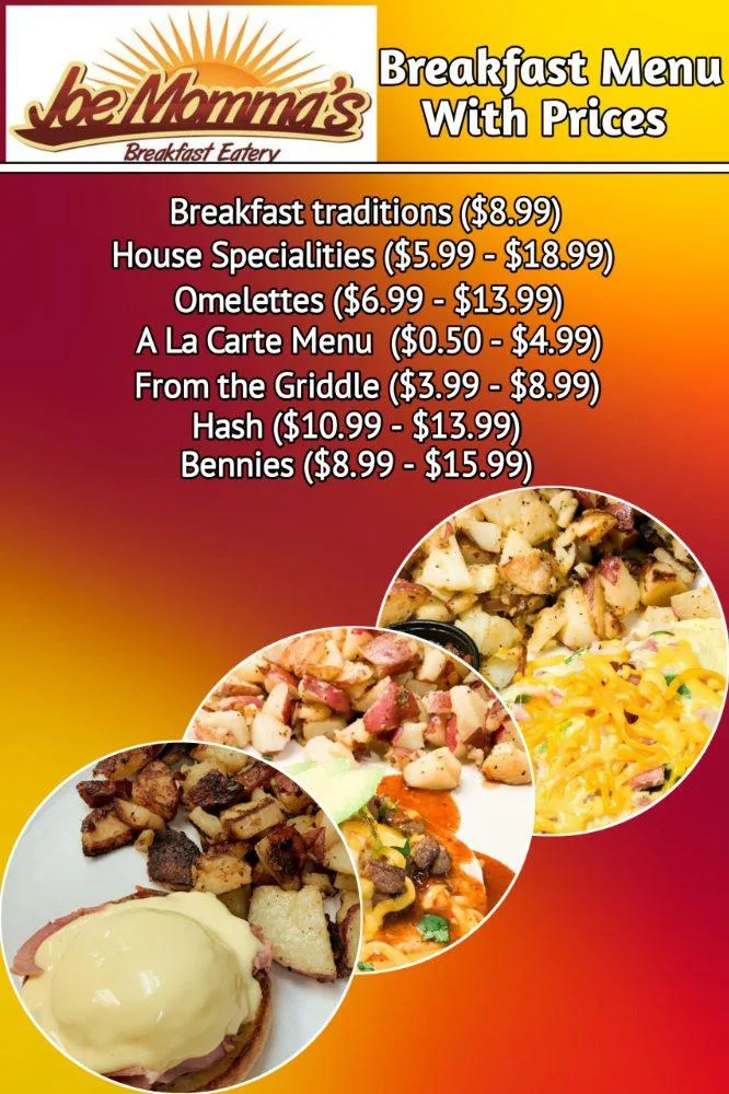 Joe Momma's Breakfast Eatery Menu With Prices