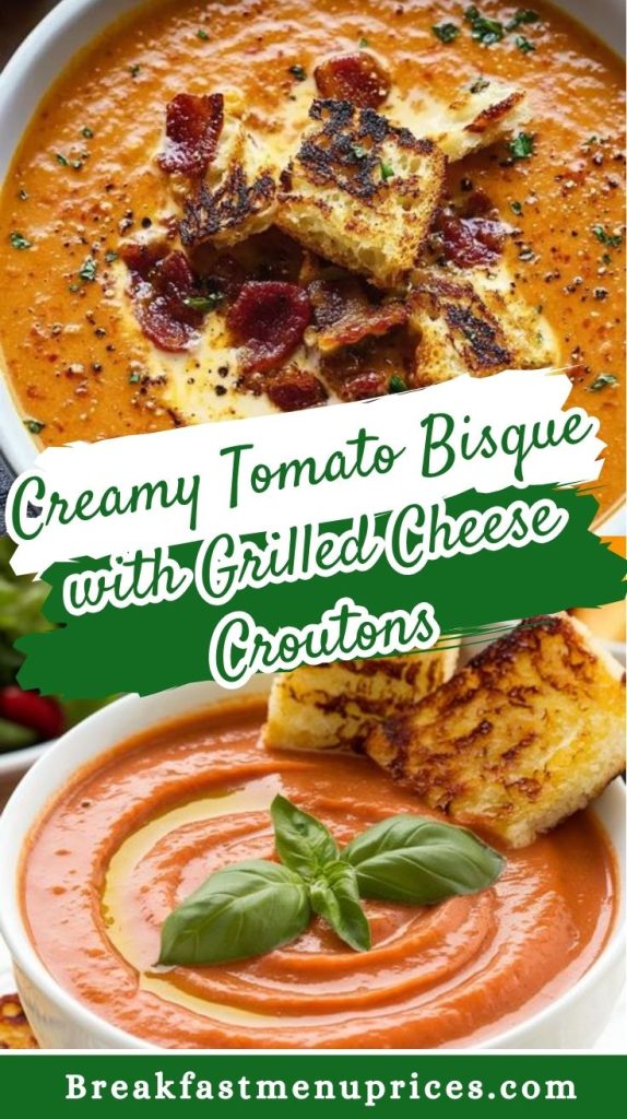 Creamy Tomato Bisque with Grilled Cheese Croutons