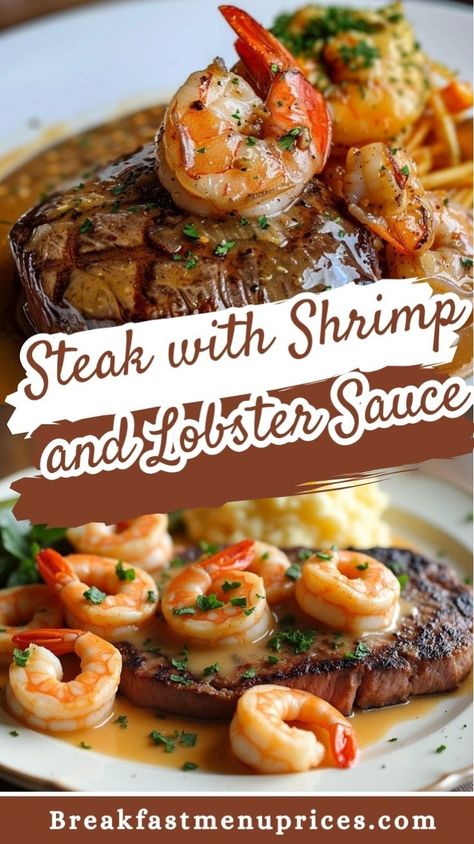 Steak with Shrimp and Lobster Sauce Recipe