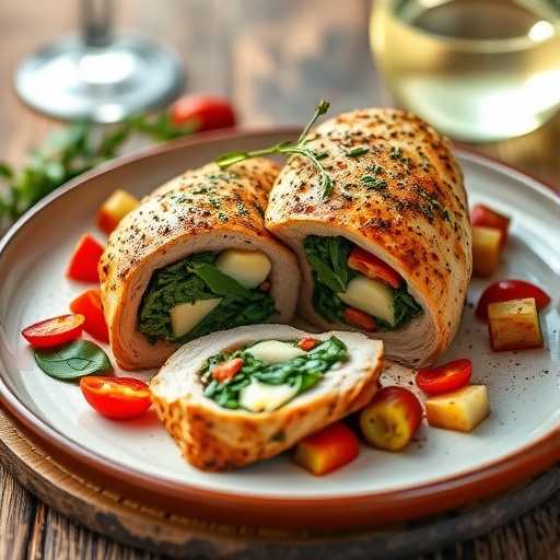 Roasted Red Pepper Spinach and Mozzarella Stuffed Chicken Breasts