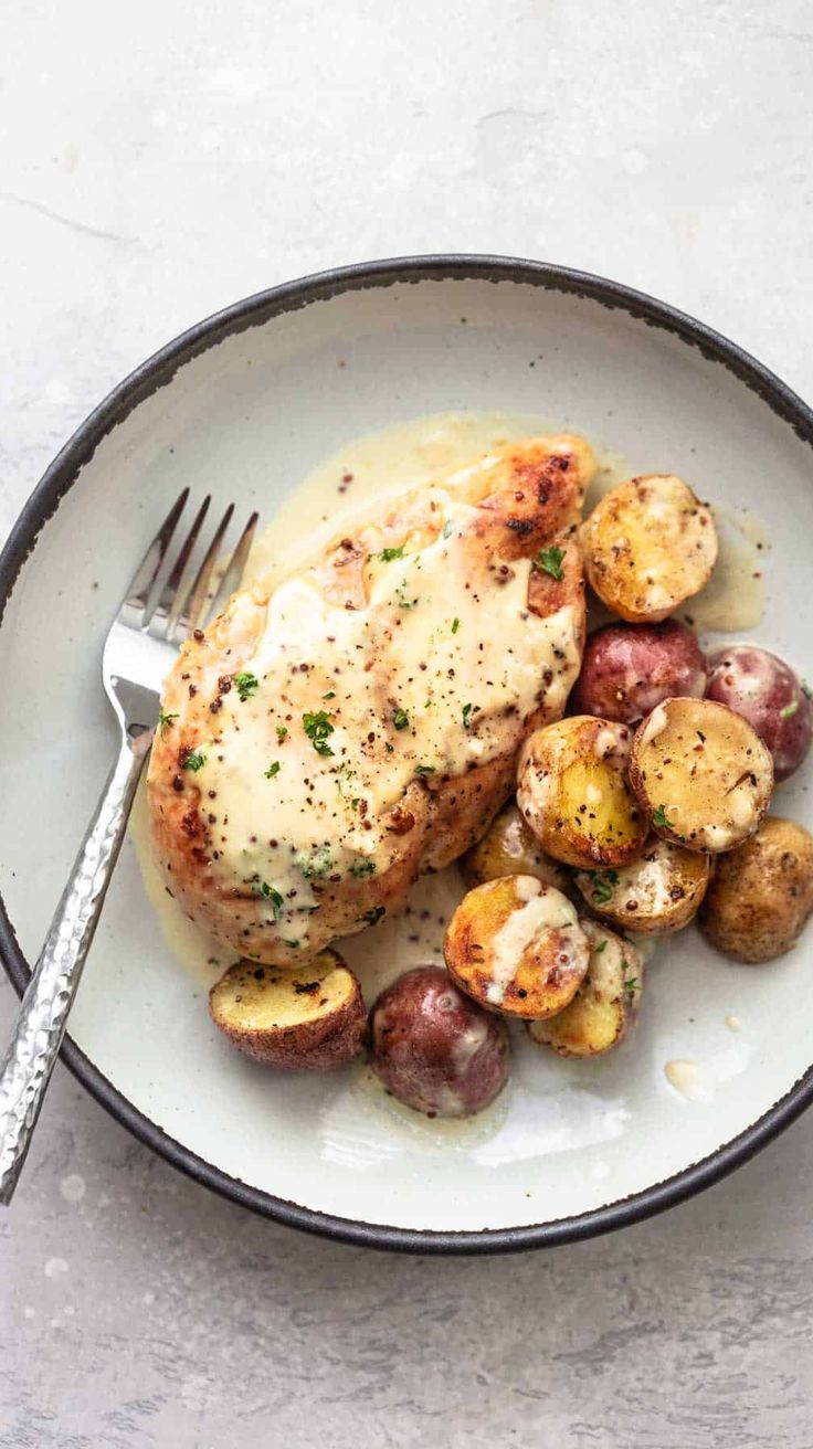 Chicken and Potatoes with Dijon Cream Sauce Recipe