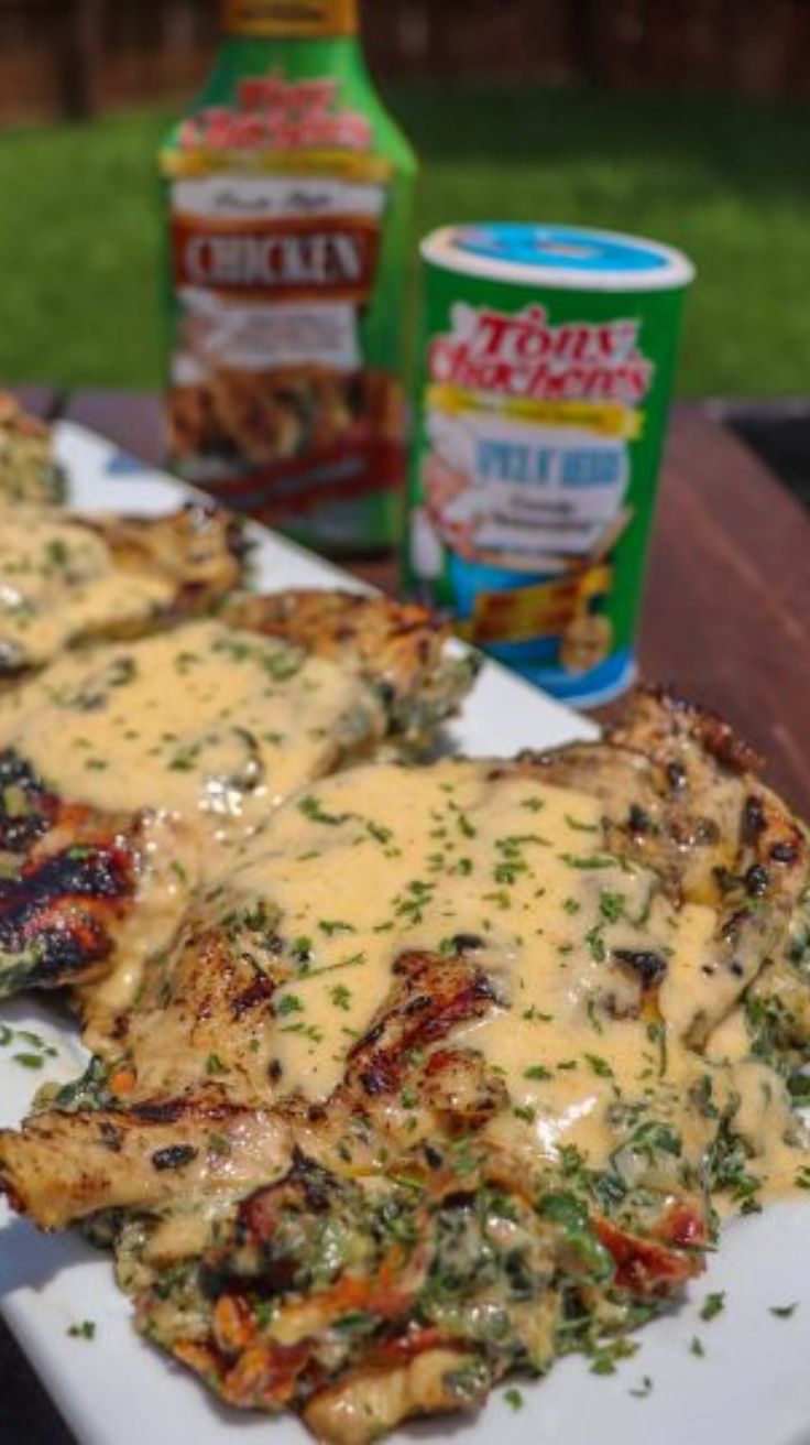 Grilled Stuffed Chicken with Cream Sauce
