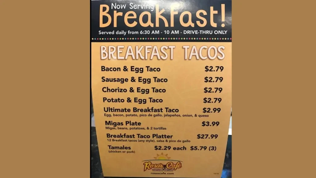 Breakfast Hours Rosas Breakfast Menu