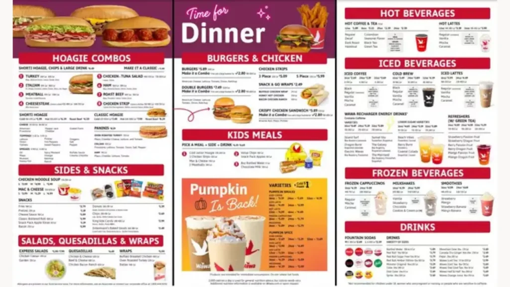 Detailed Menu Wawa Menu Price